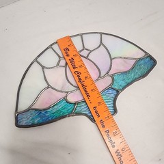 Iridescent Pink Lotus Flower Stained Glass Suncatcher Tiffany-Style Fan Decor
