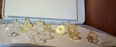 7 Acrylic Small Yellow Suncatchers / 6 Round White Hanging / 2 Green Keychains