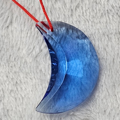 Cobalt Blue Glass Faceted Crescent Moon Suncatcher Window Prism Ornament 1.25″