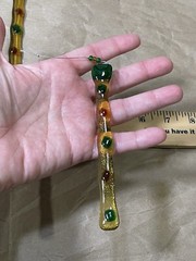 6 fused art glass Stick suncatchers Yellow Green Orange Handmade Ornaments Decor