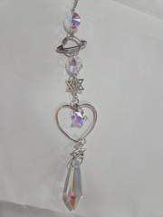 Glass Metal Suncatcher with Heart Star Planet Charms, Multicolor Modern