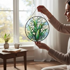 Lily Of The Valley Stained Glass Suncatcher, Spring Bell Flower Window Hanging