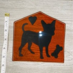 Stained glass sun catcher window art / orniment / coaster handmade chihuahua dog