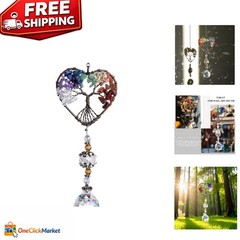 Heart-Shaped Tree of Life Suncatcher – Colorful Crystal Pendant for Home Décor