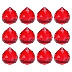 12-Pack Crystal Ball Prisms, 33.5mm/1.32 Inch Pendant Hanging [Red]