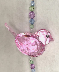 Ganz Crystal Expressions Acrylic Pink Beaded Bird Ornament Suncatcher