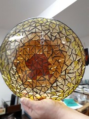 Yellow and Amber stained glass mosaic suncatcher