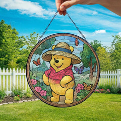 Personalized Winnie The Pooh Stained Glass Suncatcher, Disney Decor Gift