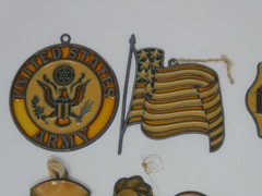 LOT OF 9 VINTAGE STAINED GLASS & METAL PLASTIC ORNAMENTS SUNCATCHERS