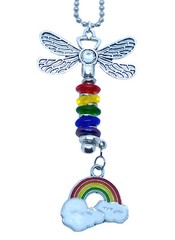 Rainbow Car Charm Ornament Dragonfly Suncatcher Purse With Ball Chain