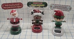 Lot of 3 Solar Powered Dancing Figures Christmas Santa Elf Reindeer – NEW
