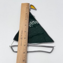 Vtg Lead & Stained Glass Sailboat Window Ornament Sun Catcher Nautical Beach