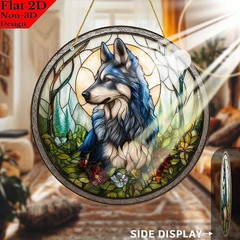 Colorful Forest Wolf Acrylic Suncatcher Outdoor Themed Window Hanging Decoration