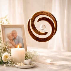 Custom Crystal Suncatcher: Wood Moon Window Hanging, Rainbow Maker – Irish Gift