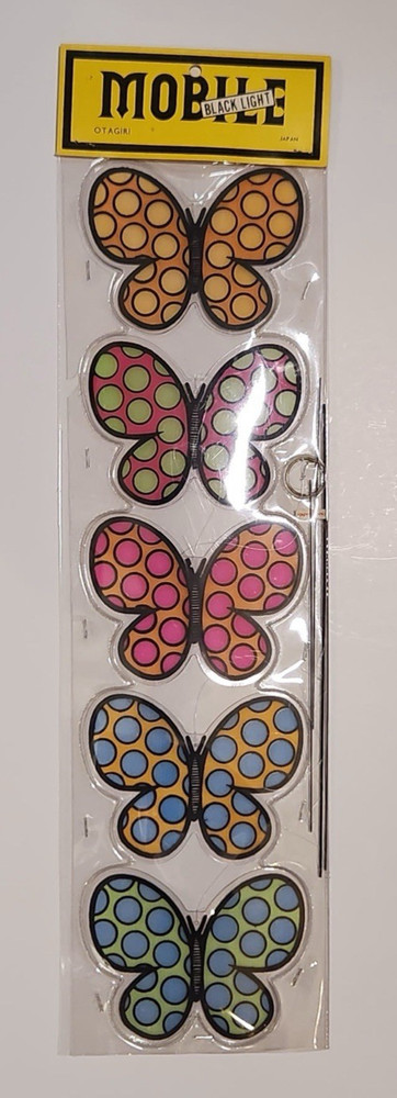 Vintage Otagiri Butterfly Mobile Blacklight UV Japan Wall Decor NOS Single Unit