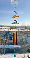 Handmade VTG OOAK Cascade Suncatcher Indoor Wind Chime Stained Window Art Glass