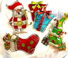 4 Christmas Sun Catcher /Ornament (s) Home & Garden Window/Tree Decor Regal Art