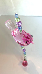Ganz Crystal Expressions Acrylic Pink Beaded Bird Ornament Suncatcher