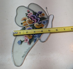 Handcrafted Hand Painted Stained Glass Butterfly Suncatcher 10 x 5 Inch