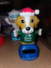 NEW Solar Powered Dancing Merry Christmas Santa Paws Puppy Dog Bobble Head Toy