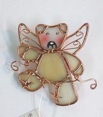 Stained Glass Pot Hanger Set/2 Teddy Bears 3 Inches