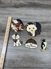 Vintage Sun Catcher Lot, 5 Resin assorted, Horse Penguin Puppy Cat Rainbow
