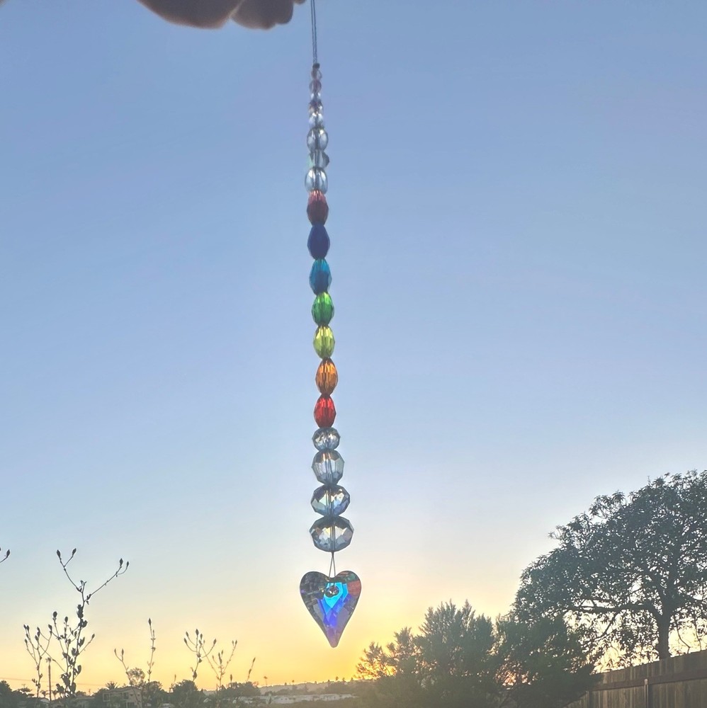 Sparkling Chakra Glass Crystal SunCatcher With Prisms