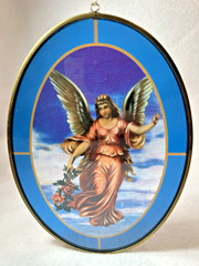 Vintage Window Sun Catcher ANGEL WITH ROSES – ArtCatcher by Via Vermont 1994