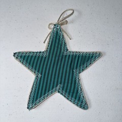 Western Tooled Suede Star Primitive – Cowboy Decor – Handmade 7″