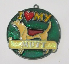 I LOVE MY TAN/BROWN MUTT SUNCATCHER (DOG SUNCATCHERS)