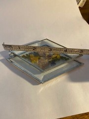 Double Diamond Glass Light catcher by Linda Hangs & dried flowers in purple yell