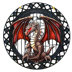 Dragon 8 Inch Faux Stained Glass Suncatcher Acrylic Window Wall Art Decor