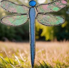 Blue DRAGONFLY Handmade Authentic Stained Glass Suncatcher Nature Lover Gift