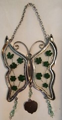 Butterfly-shaped Glass Art Sun Catcher Dried Pressed Flowers Faith Hanging