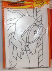 KELLYS CRAFTS SUNBEAMS “STAINED GLASS” SUNCATCHER #3909 CARROUSEL HORSE 1993 NEW