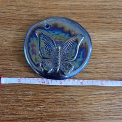 Fenton Butterfly Cobalt Blue Hanging Medallion Sun Catcher Blue 3 1/4”