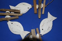 Driftwood Sea Turtles / Fish Beach Patio Mobiles, Wood, Beach Gems – 3 items
