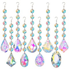 XINRUI Crystal Sun Catcher, 9 Pack Hanging Ornament Crystals Balls Prism Rain…