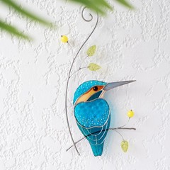Stained Glass Kingfisher Suncatcher – Handmade Bird Decor Gift for Her/Him