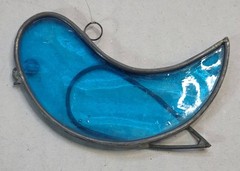 Small Blue Stained Glass Bird Suncatcher