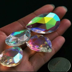10* AB Crystal Glass Faceted Prism Suncatcher Lamp Bead Hanging DIY Home Pendant