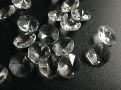 20pcs 24mm 2 Holes Clear Crystal Glass Octagon Bead Prisms Chandelier Lamp Parts