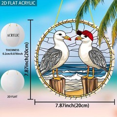 Coastal Seagull Acrylic Suncatcher Beach Vibe Garden Patio Living Room Decor
