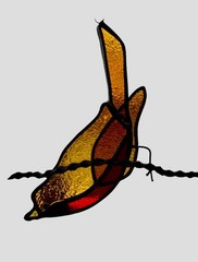 Stained Glass Suncatcher Orange / Red Bird 5” X 5” Window Decor Garden Ornament