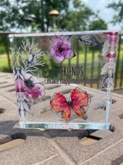 Ganz Friends Make Happiness Bloom – Beveled Glass Block Gift