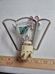 Glass And Metal Bird And Flower Nightlight