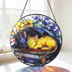 Dragon Stained Glass Window Suncatcher Handmade DoubleSided Decor Gift