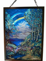 Louis Comfort Tiffany Double Rainbow Iris Stained Glass Suncatcher Glassmasters