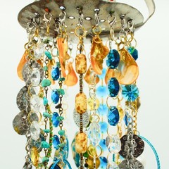 Artisan Upcycled VTG Ladle Windchime Suncatcher Murano Glass Gemstones Crystals