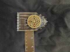Vintage Glass And Brass Sunburst Ornament Stained Glass Effect Hanging 3 5″